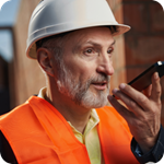 male construction worker on the phone